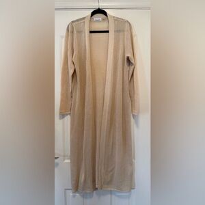 Calvin Klein Open Weave Knit Cardigan in Beige